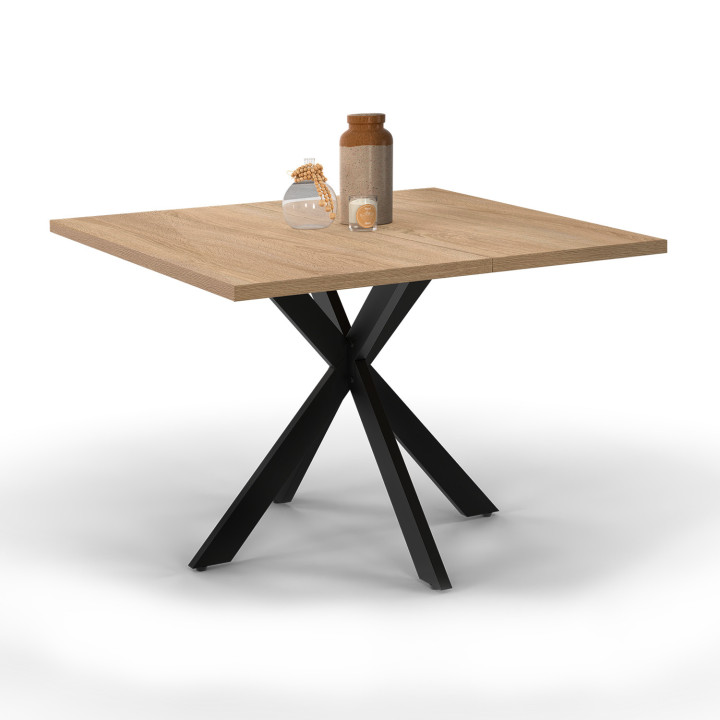 Tavolino quadrato con gamba a ragno 70 cm in legno e nero - ALIX | Zen Cart! IDMarket