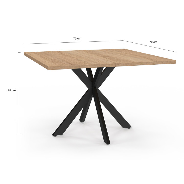 Tavolino quadrato con gamba a ragno 70 cm in legno e nero - ALIX | Zen Cart! IDMarket