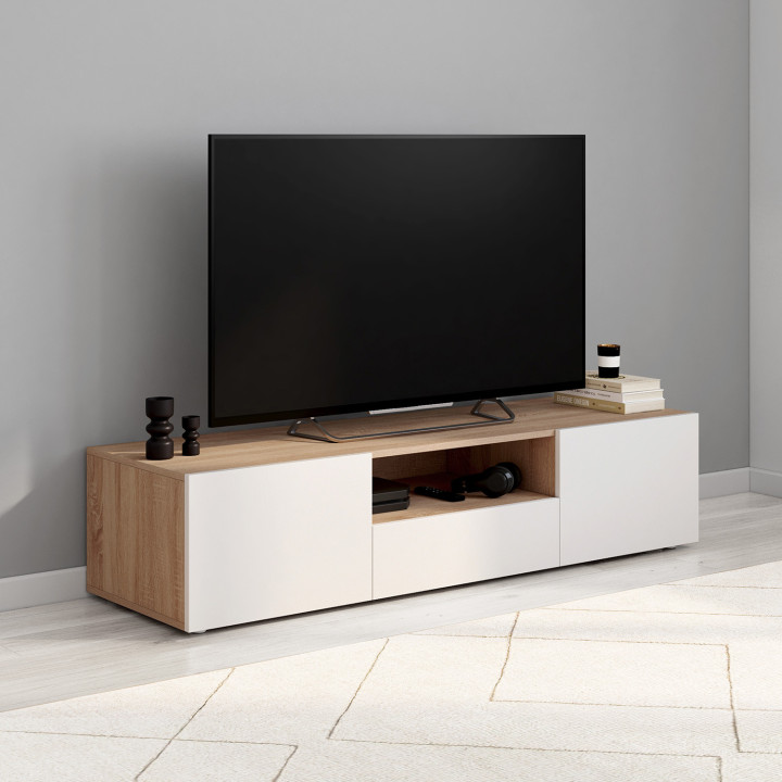 Porta TV 140 cm in legno di faggio - ELI | Zen Cart! IDMarket