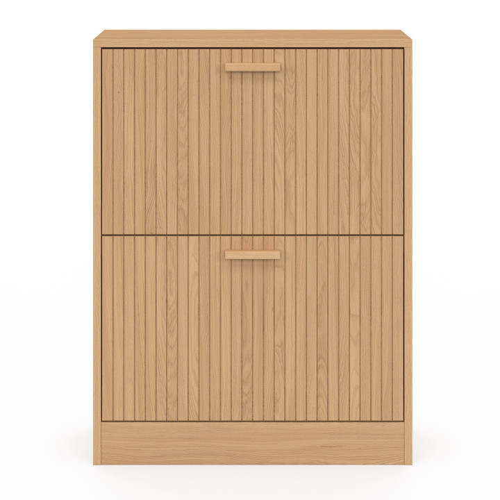 Scarpiera 12 paia 2 ante doghe in legno di rovere - JULIETTE | IDMarket