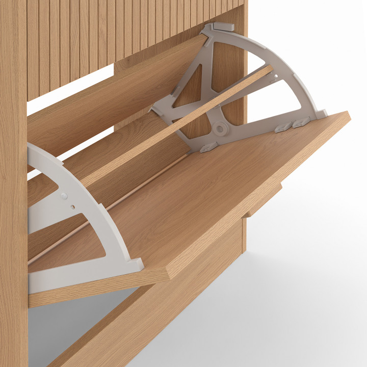 Scarpiera 12 paia 2 ante doghe in legno di rovere - JULIETTE | IDMarket