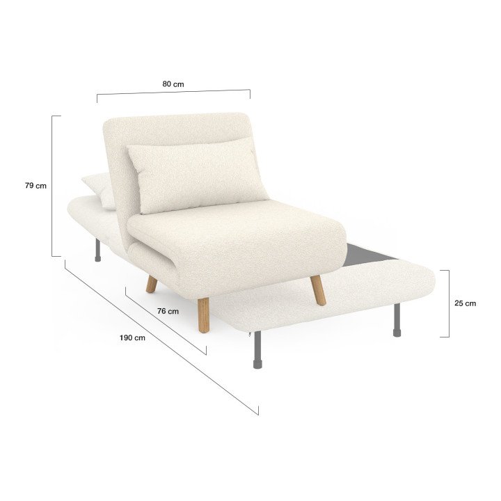 Poltrona trasformabile in letto singolo 80x190 cm - ROMEO | IdMarket