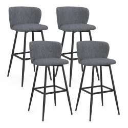 Set di 4 sgabelli da bar con seduta in tessuto grigio scuro e gambe in metallo nero - OMBLINE | IdMarket