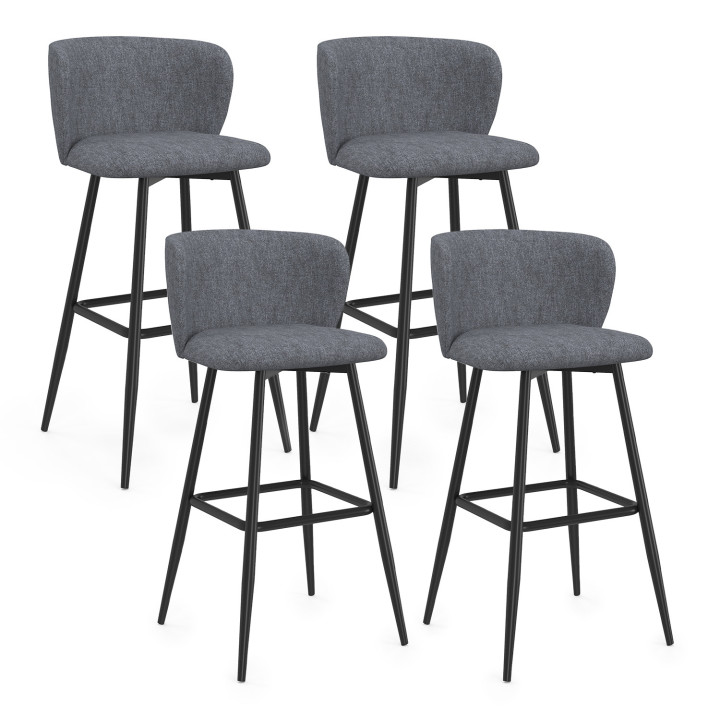 Set di 4 sgabelli da bar con seduta in tessuto grigio scuro e gambe in metallo nero - OMBLINE | IdMarket