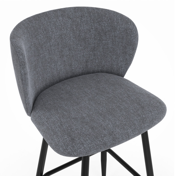 Set di 4 sgabelli da bar con seduta in tessuto grigio scuro e gambe in metallo nero - OMBLINE | IdMarket