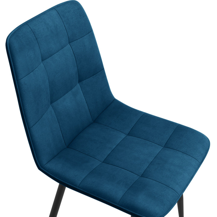 Sedie trapuntate in velluto blu con gambe in metallo x6 - MILA | ID Market