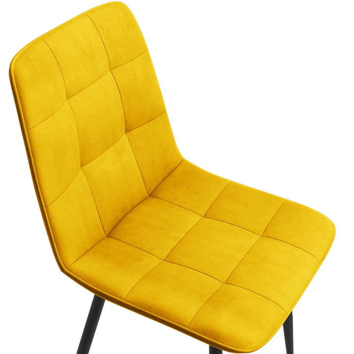 Sedie in velluto blu, giallo, grigio chiaro e grigio scuro con gambe in metallo imbottite - MILA | ID Market