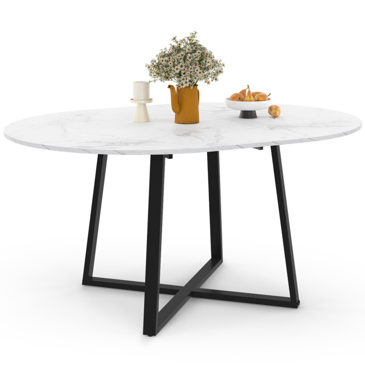 Tavolo da pranzo rotondo allungabile 4-8 persone in bianco e nero - ALASKA | IDMarket
