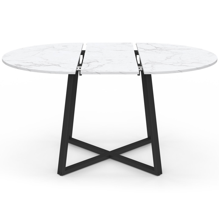 Tavolo da pranzo rotondo allungabile 4-8 persone in bianco e nero - ALASKA | IDMarket