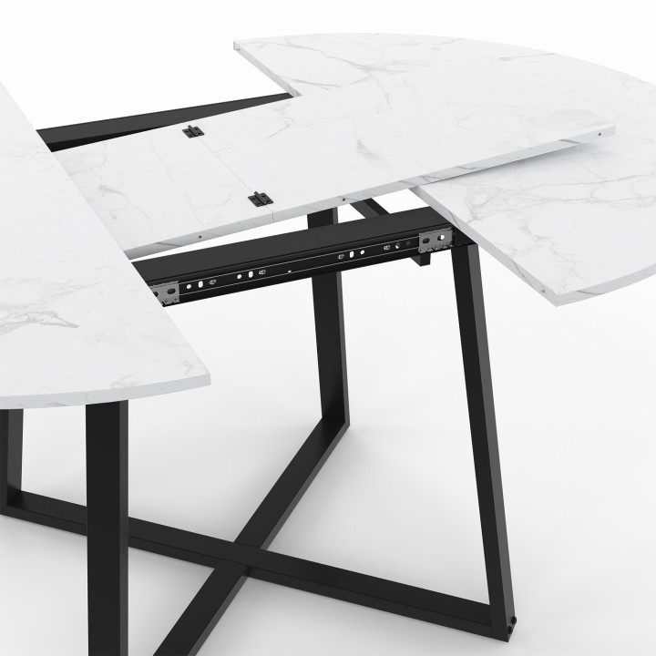 Tavolo da pranzo rotondo allungabile 4-8 persone in bianco e nero - ALASKA | IDMarket
