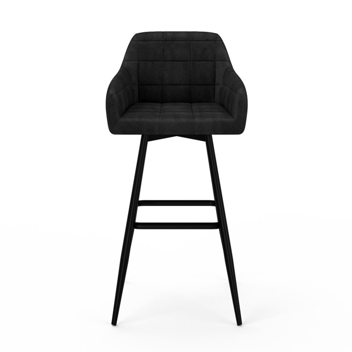 Set di 4 sgabelli da bar con braccioli in velluto nero - MADY | IDMarket