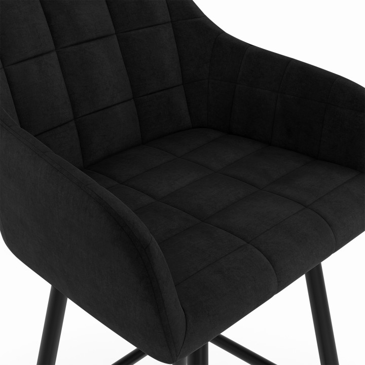 Set di 4 sgabelli da bar con braccioli in velluto nero - MADY | IDMarket