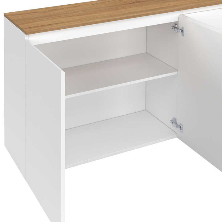 Credenza a 4 ante 160 cm bianca con piano in legno - TOBY | Zen Cart! IDMarket