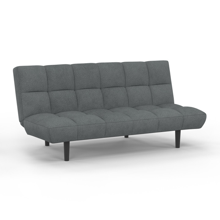 Divano letto a 3 posti SALOME con rivestimento in tessuto grigio antracite