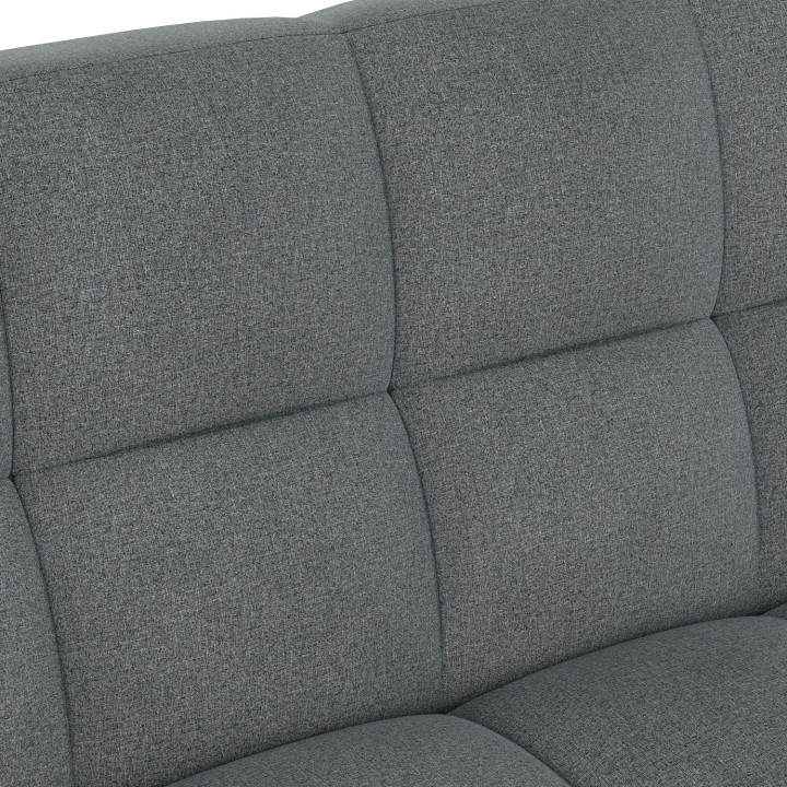 Divano letto a 3 posti SALOME con rivestimento in tessuto grigio antracite