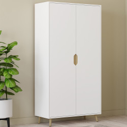Armadio scandinavo bianco a 2 ante 80 cm con ripiani - HELSINKI | Zen Cart! IDMarket