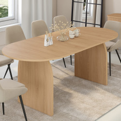 Tavolo da pranzo ovale japandi espandibile per 6-10 persone effetto faggio 160 - 200 cm - EDITH | ID Market