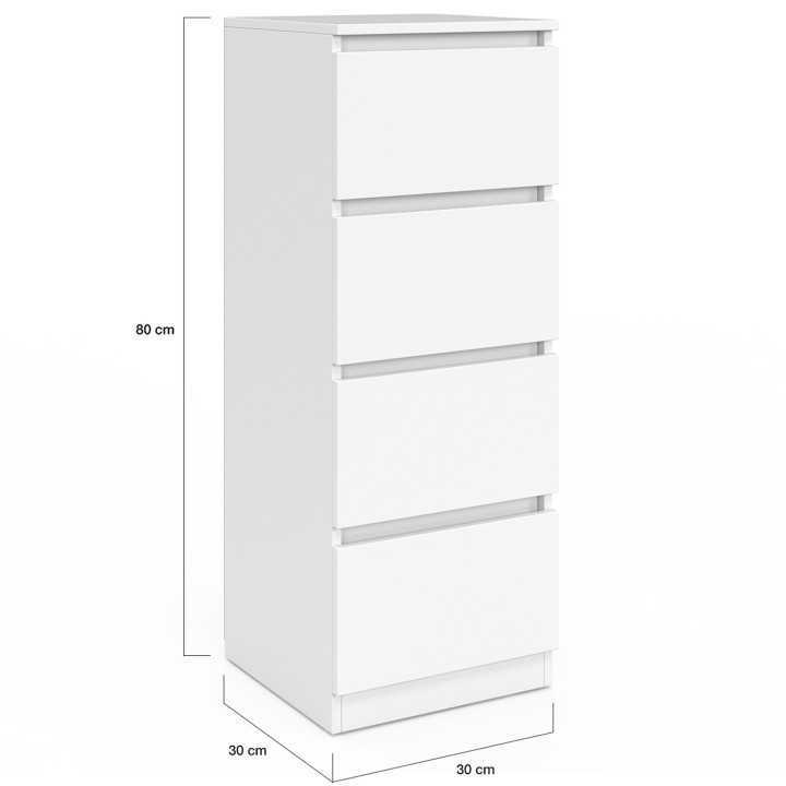 Mobile a 4 cassetti 30 cm in legno bianco per ingresso bagno - TOMI | Zen Cart! IDMarket