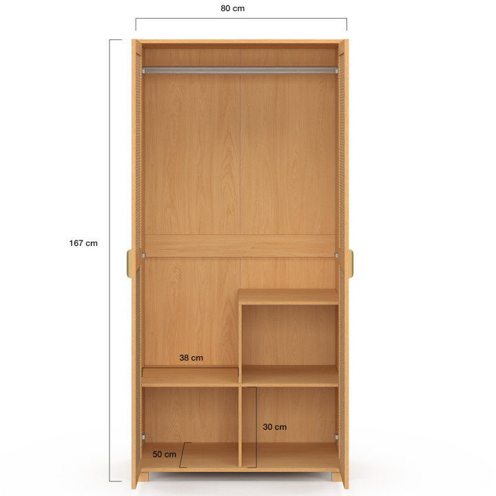 Armadio a 2 ante in vimini e legno 80 cm con ripiani - EDHEN | IDMarket