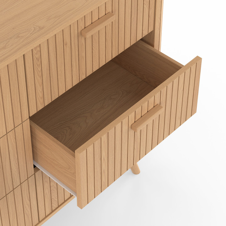 Cassettiera a 6 cassetti da 110 cm con doghe in rovere - ROMIE | REGNO UNITO IDMarket