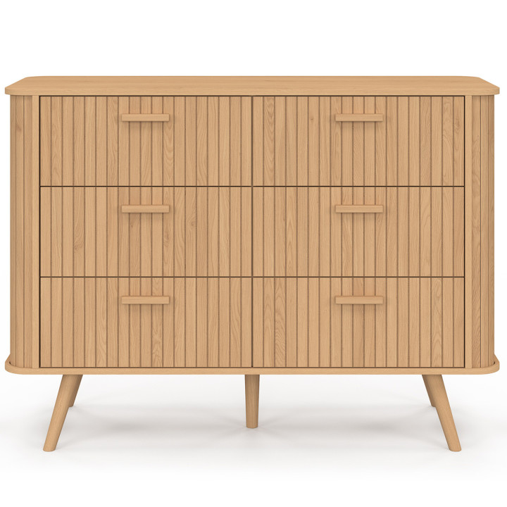 Cassettiera a 6 cassetti da 110 cm con doghe in rovere - ROMIE | REGNO UNITO IDMarket