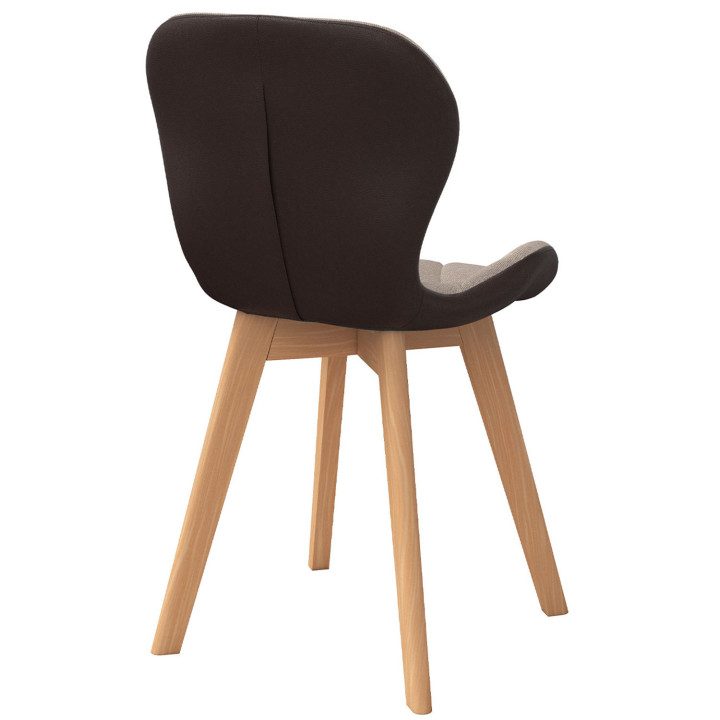 Set di 4 sedie da pranzo in tessuto bi-materiale e PU marrone e taupe - ROXANE | IdMarket