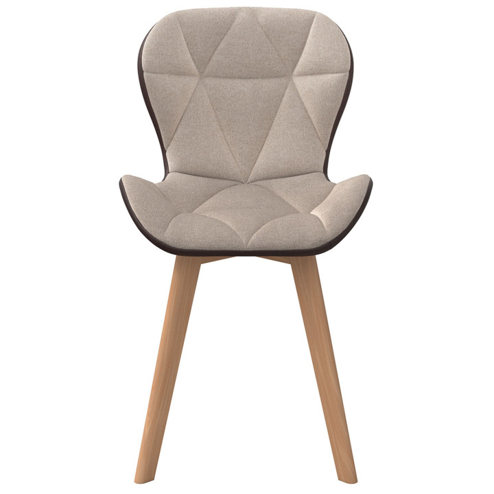 Set di 4 sedie da pranzo in tessuto bi-materiale e PU marrone e taupe - ROXANE | IdMarket