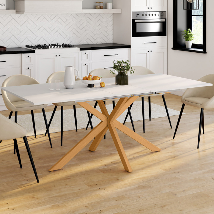 Tavolo da pranzo rettangolare allungabile 6-10 persone in legno - ALIX | IDMarket