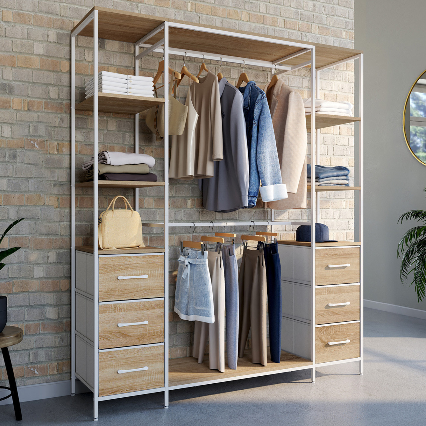 2 Organizer Da Armadio Appendibili Con 6 Ripiani - Extra Large - Scaffali In PVC Per Vestiti, Maglioni E Scarpe