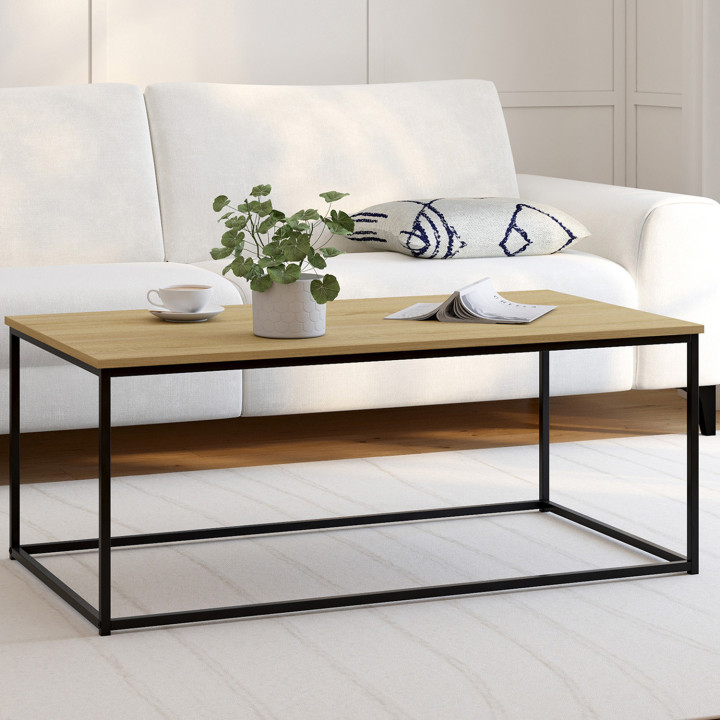 Tavolino DETROIT design industriale in legno e metallo | ID Market