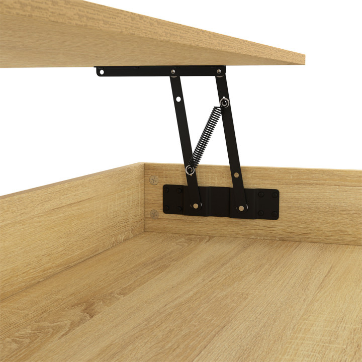 Tavolino industriale con piano in legno e metallo sollevabile - DETROIT | ID Market