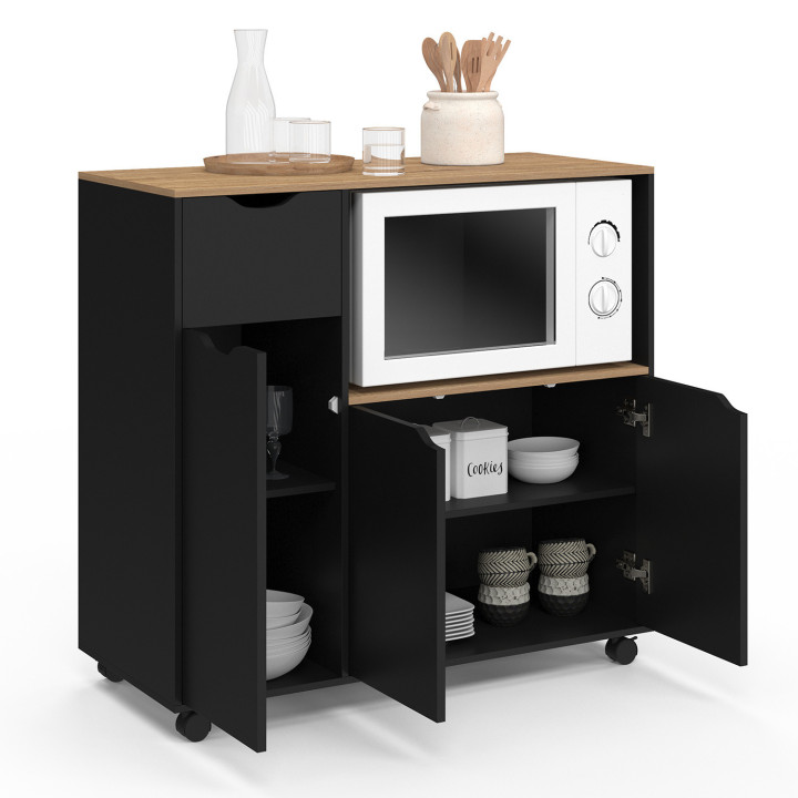 Supporto per microonde da cucina XXL in legno nero - COSI | IDMarket
