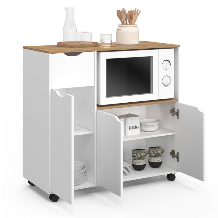 Supporto per microonde da cucina XXL in legno bianco - COSI | IDMarket