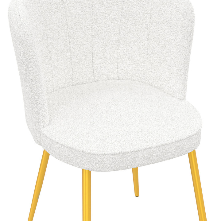 Set di 2 sedie bouclette a conchiglia bianche con gambe dorate - ADELAIDE | IDMarket