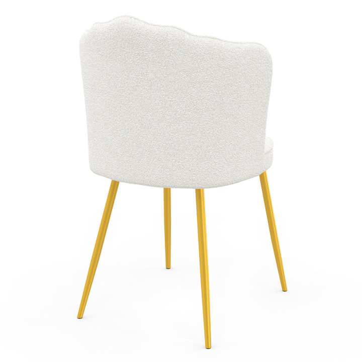 Set di 2 sedie bouclette a conchiglia bianche con gambe dorate - ADELAIDE | IDMarket