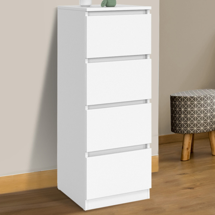 Mobile a 4 cassetti 30 cm in legno bianco per ingresso bagno - TOMI | Zen Cart! IDMarket