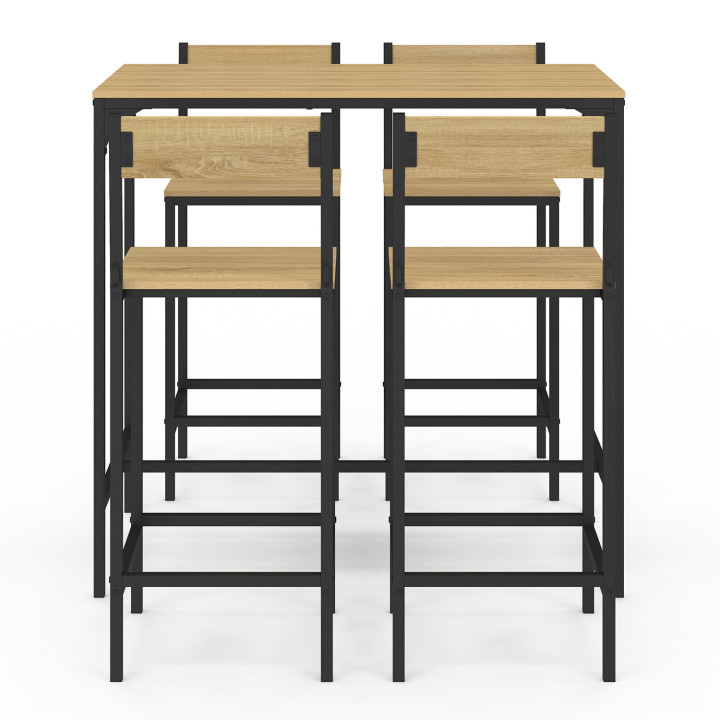 Tavolo da bar e 4 sgabelli in stile industriale - DETROIT | ID Market