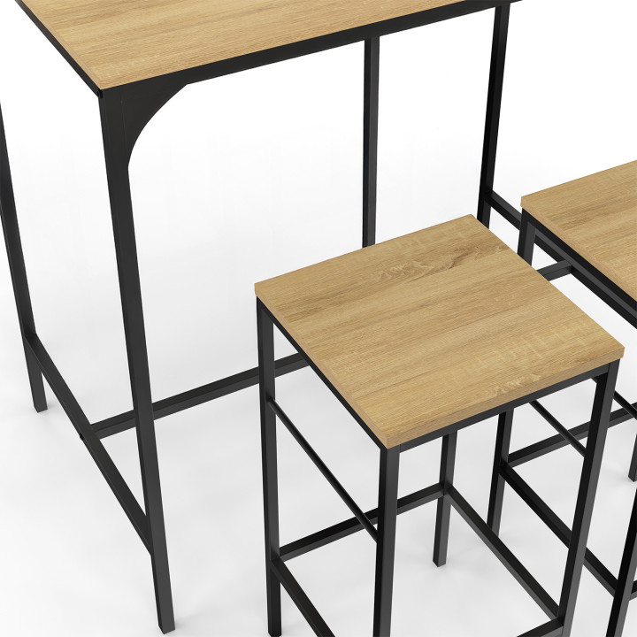 Tavolo alto industriale e 2 sgabelli - DETROIT | ID Market