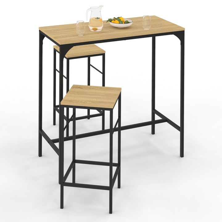 Tavolo alto industriale e 2 sgabelli - DETROIT | ID Market