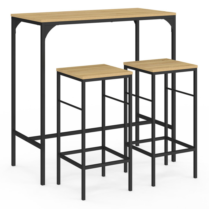 Tavolo alto industriale e 2 sgabelli - DETROIT | ID Market