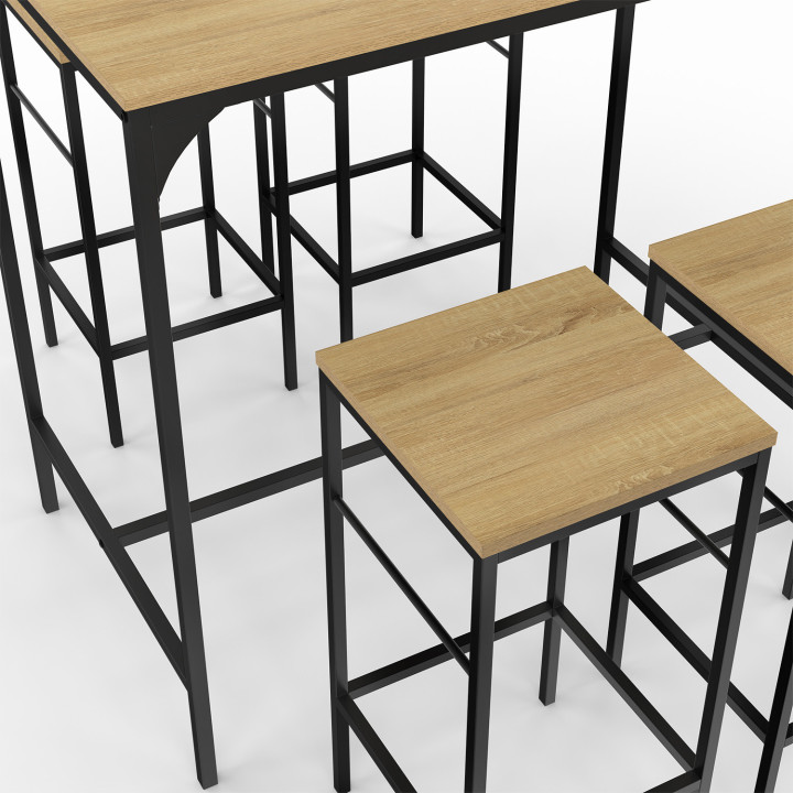 Tavolo alto industriale e 4 sgabelli - DETROIT | ID Market