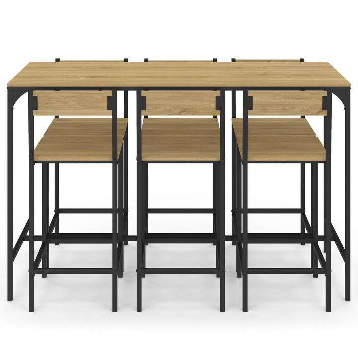 Tavolo alto da bar di design industriale con 6 sedie - DETROIT | IDMarket