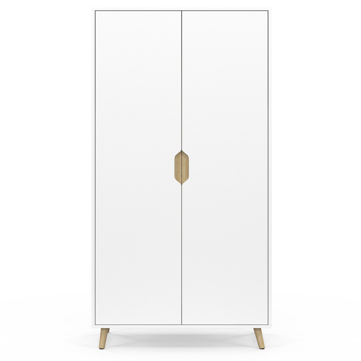 Armadio scandinavo bianco a 2 ante 80 cm con ripiani - HELSINKI | Zen Cart! IDMarket
