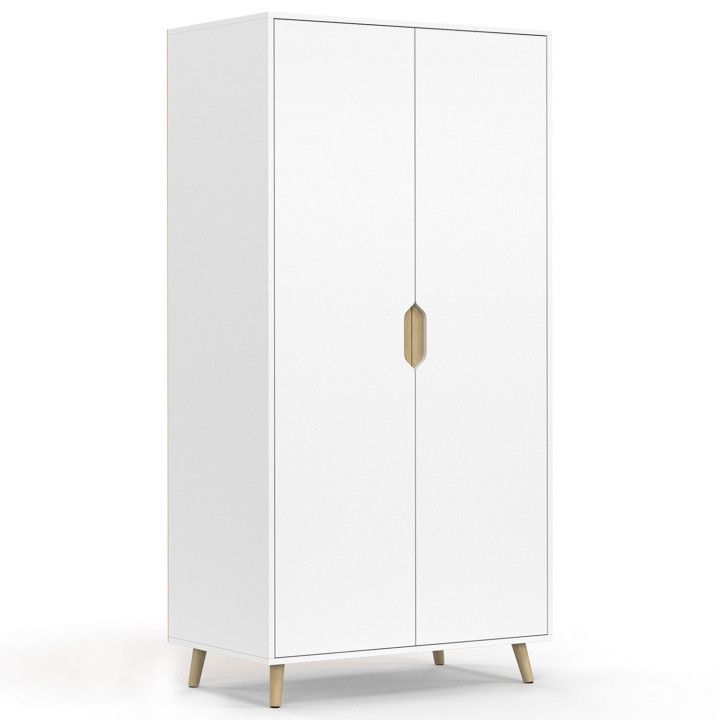 Armadio scandinavo bianco a 2 ante 80 cm con ripiani - HELSINKI | Zen Cart! IDMarket