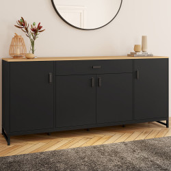 Credenza 180 cm XXL 4 ante e 1 cassetto in legno e nero - WASHINGTON | Zen Cart! IDMarket