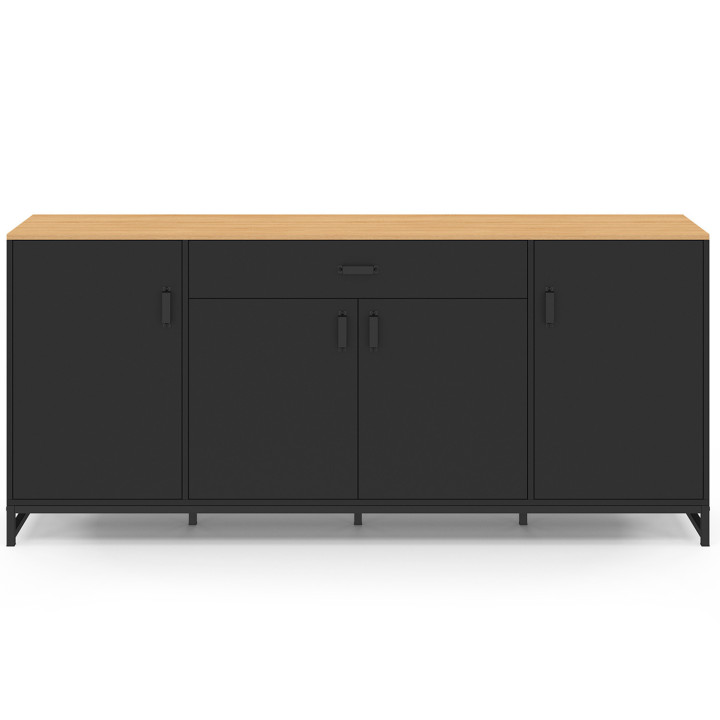 Credenza 180 cm XXL 4 ante e 1 cassetto in legno e nero - WASHINGTON | Zen Cart! IDMarket