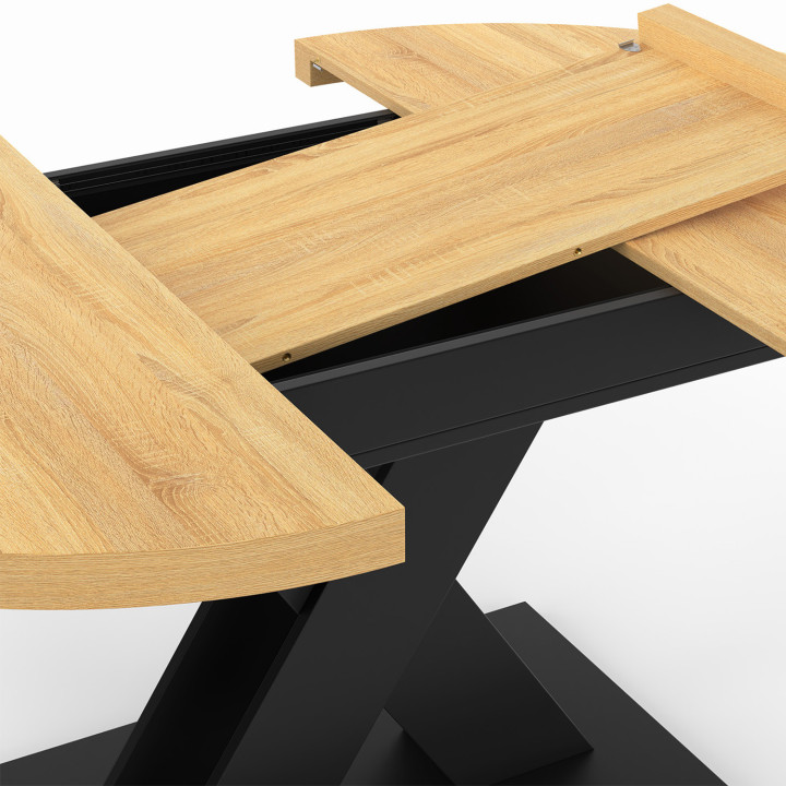 Tavolo da pranzo rotondo allungabile 4-8 persone in legno e nero 110 - 150 cm - ALICIA | IdMarket