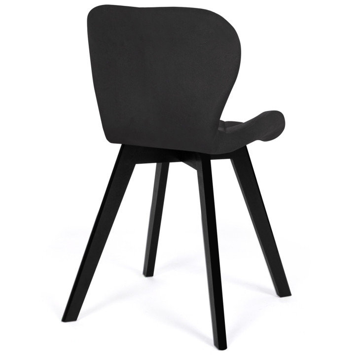 Set di 4 sedie in velluto nero con gambe nere - ROBINE | IdMakret