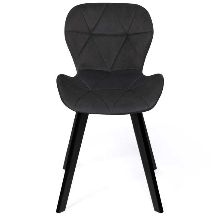 Set di 4 sedie in velluto nero con gambe nere - ROBINE | IdMakret
