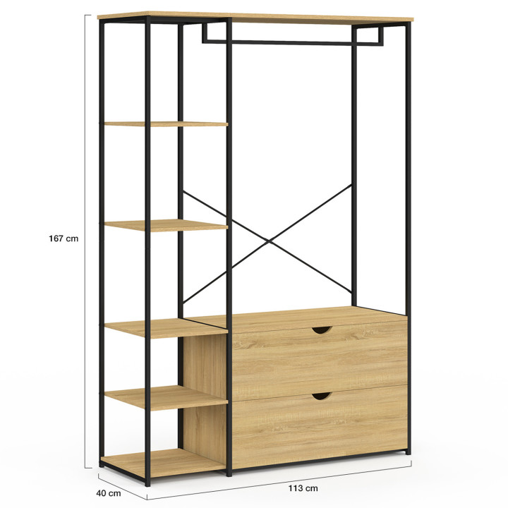Armadio con ripiani e 2 cassetti di design industriale L. 113 cm - DETROIT | ID Market